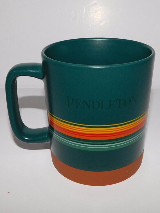 Pendleton Other - Pendleton striped Ceramic Coffee Tea Mug Green Brown Yellow Orange 18 oz